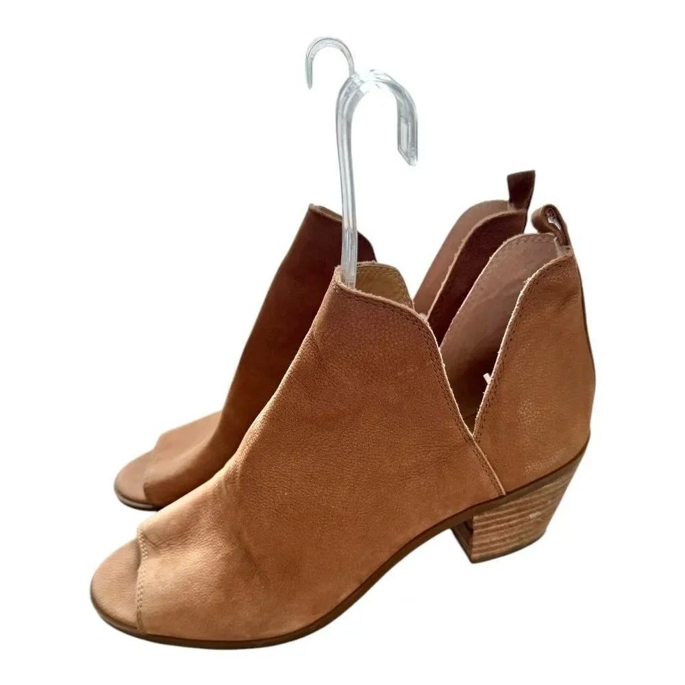 Lucky Brand Womens LK Barren Heeled Booties Brown Leather Open Toe 8.5 - Picture 4 of 11